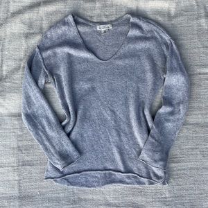 Light Grey Wool Blend V Neck Sweater